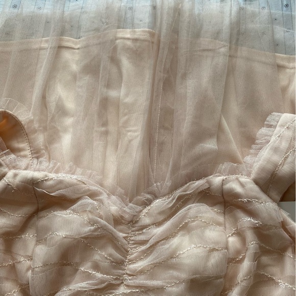 maniju New With Tag soft pink tulle ballet of the shoulder blush dress Boho S - Picture 10 of 11